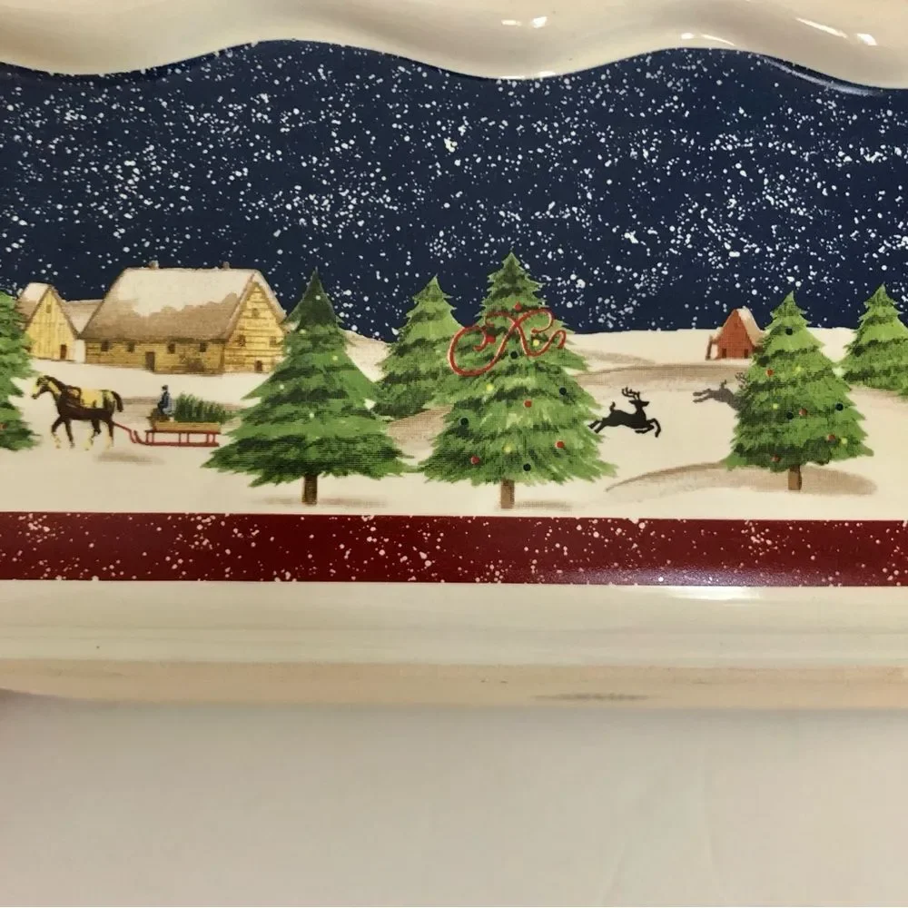 STONEWARE CHRITMAS BREAD LOAF PAN NANTUCKET SQUARE 9.5
